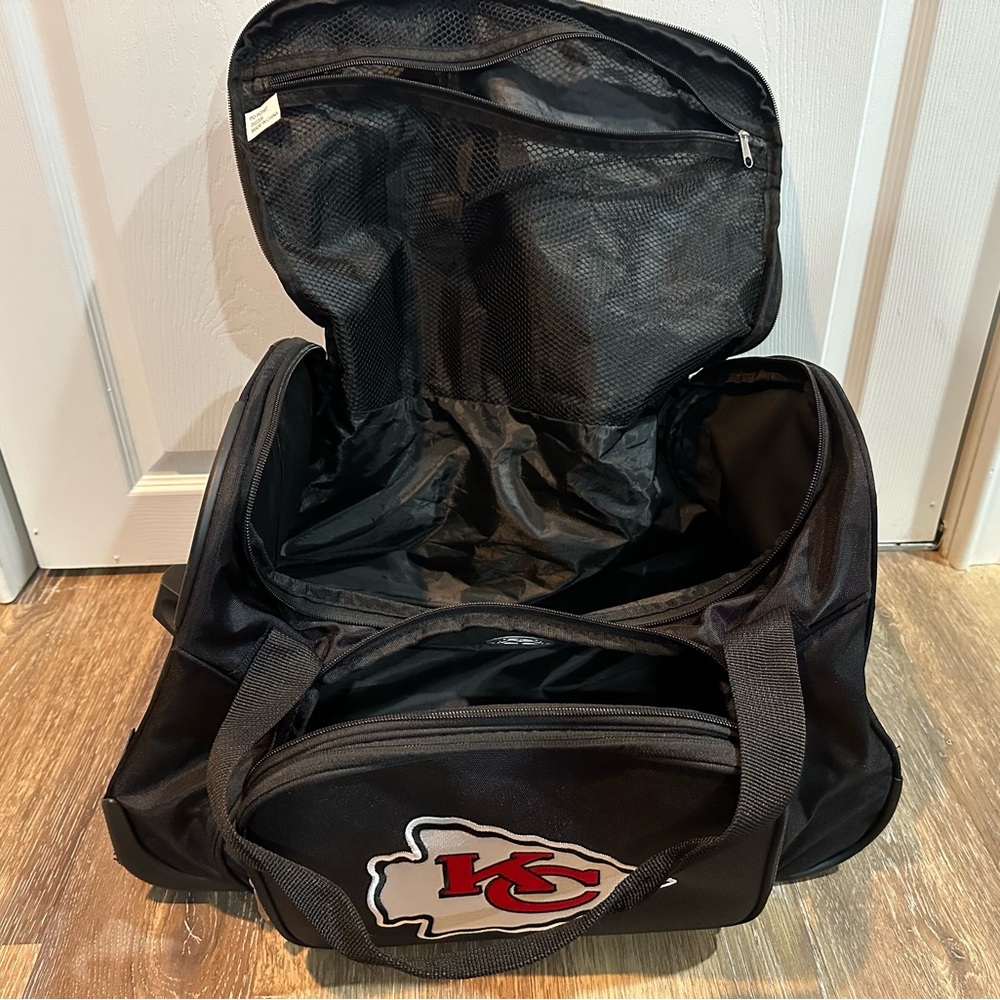 Kansas City Black Sports Rolling Duffel Bag - Picture 4 of 7